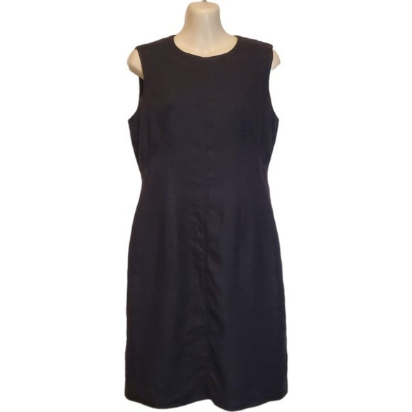 Talbots Women's Black‎ Linen Sheath Dress Sz 8 Lined Sleeveless - Picture 1 of 8